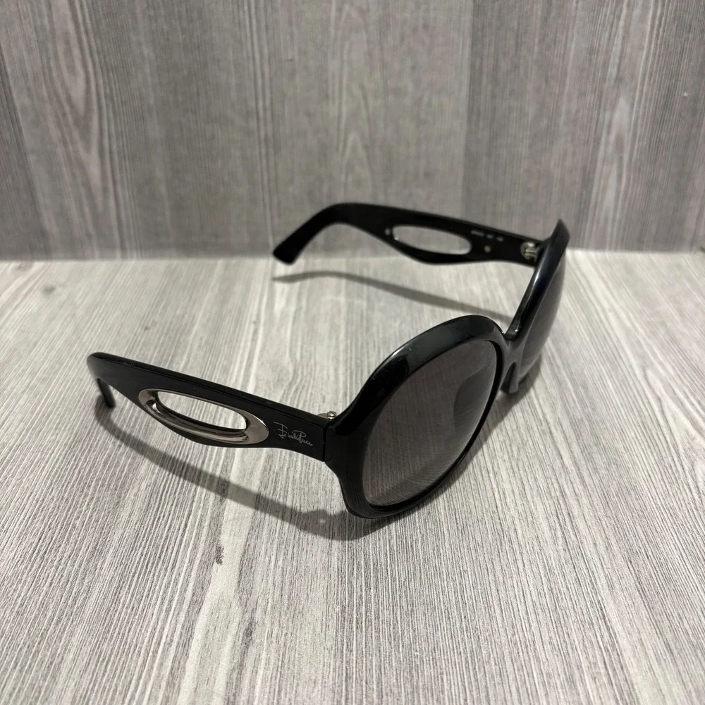 Emilio Pucci EP631S 001 Black Oversized Round Sunglasses Made in Italy Vintage